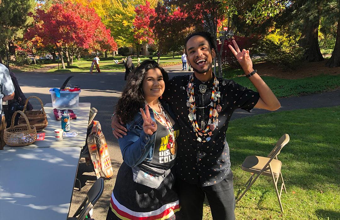 Oregon State zoology senior with fellow Siletz Indian Tribe member