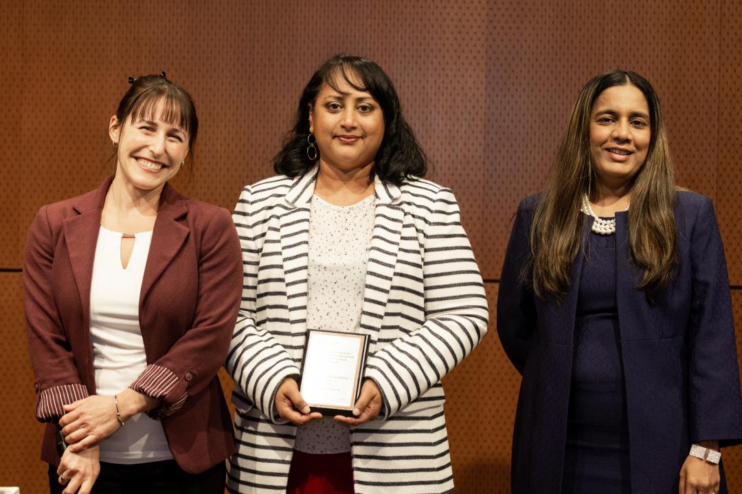 Marilyn Mackiewicz accepting her award. 
