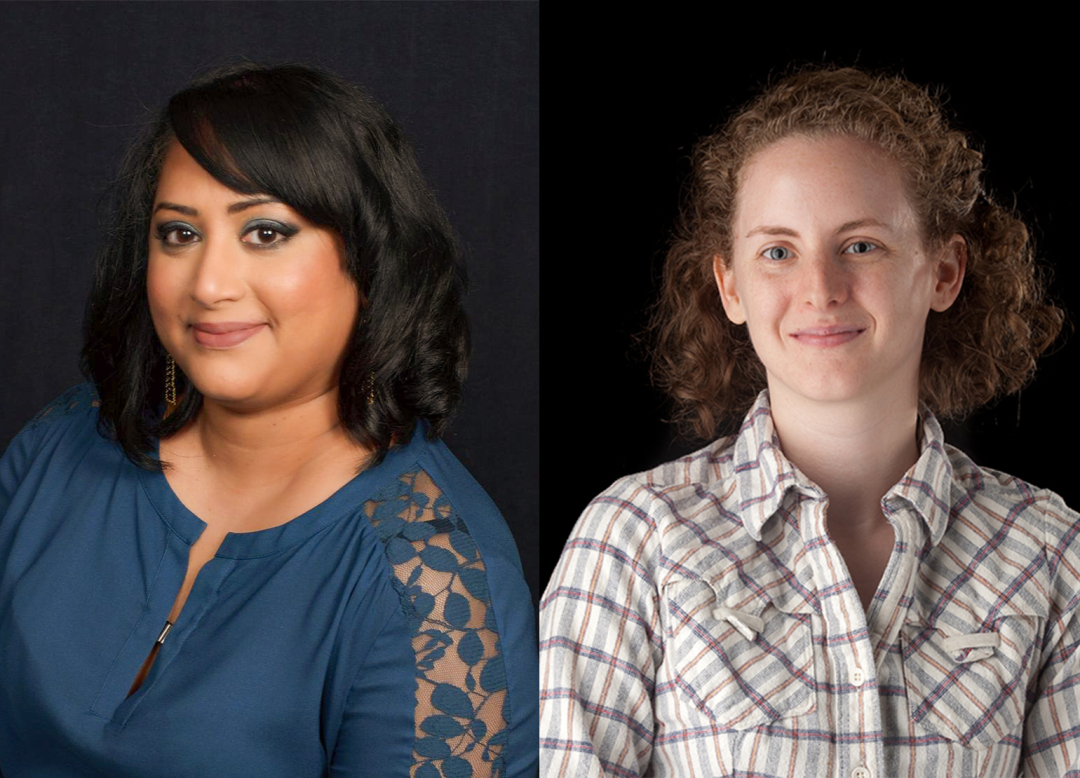 Headshot of Marilyn Mackiewicz wearing a blue shirt and headshot of Paula Weiss in striped shirt.