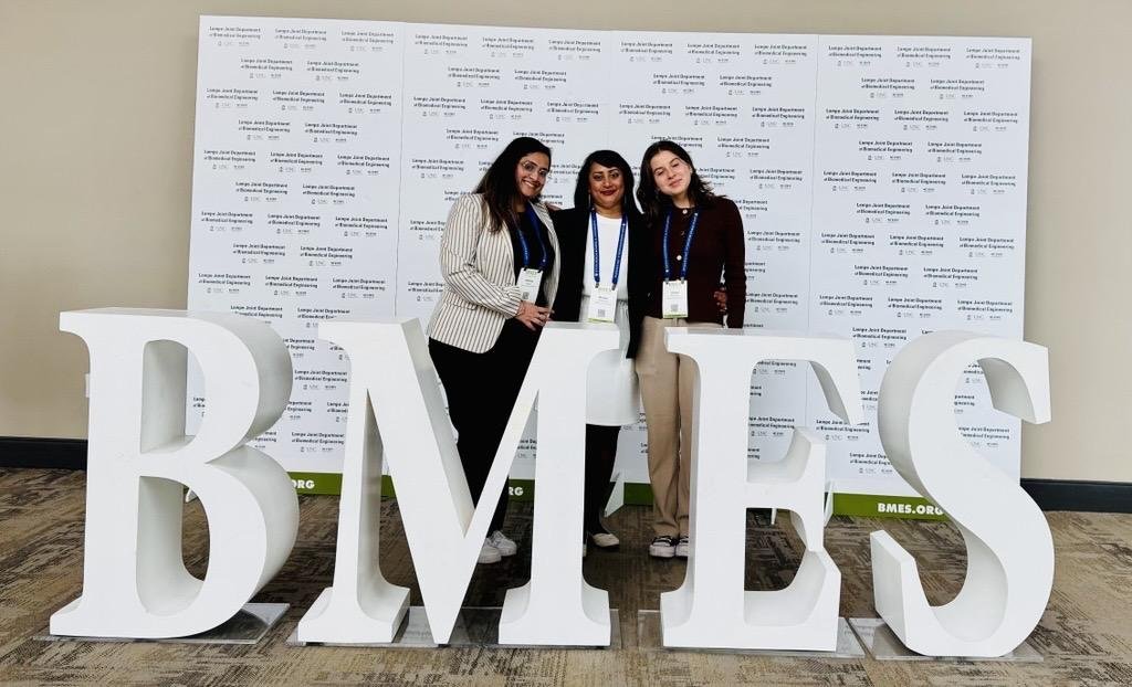 Betancourt with her Principal Investigator Marilyn Mackiewicz and grad student Anshika Nagar at the Biomedical Engineering Society (BMES) meeting.
