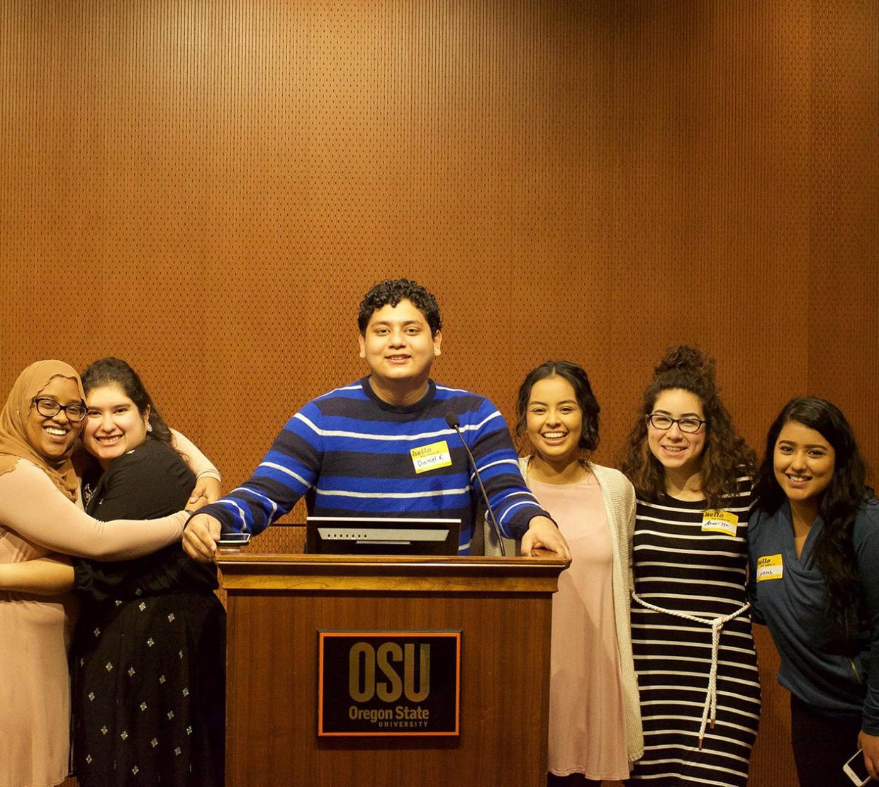STEM leaders up on the podium