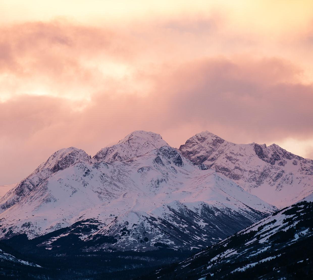 Cloud formation above mountain range