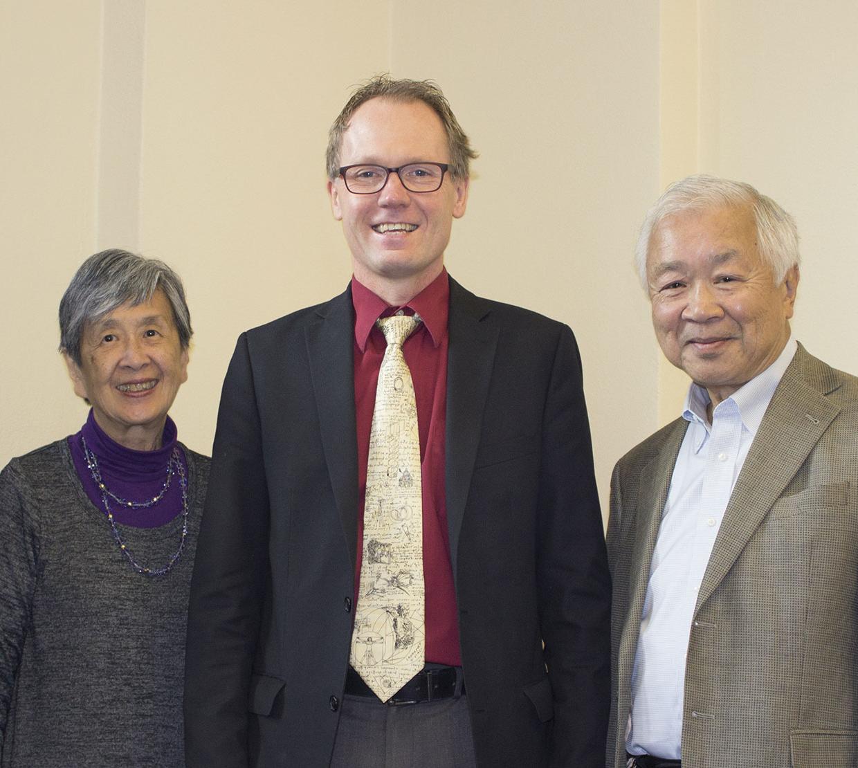 Edward and Janet Chen with Roy Haggerty in lobby