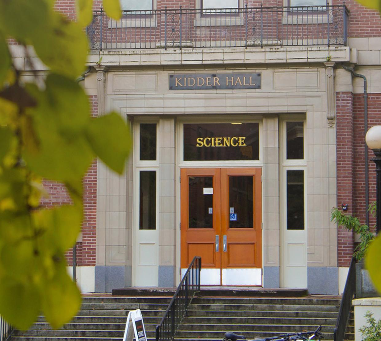 Photo of Kidder Hall's front door