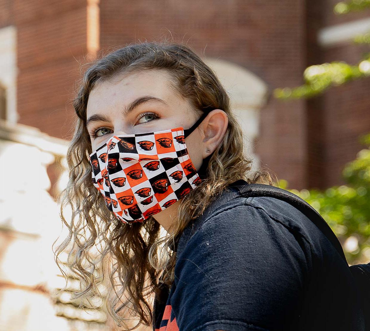 Girl with face mask 