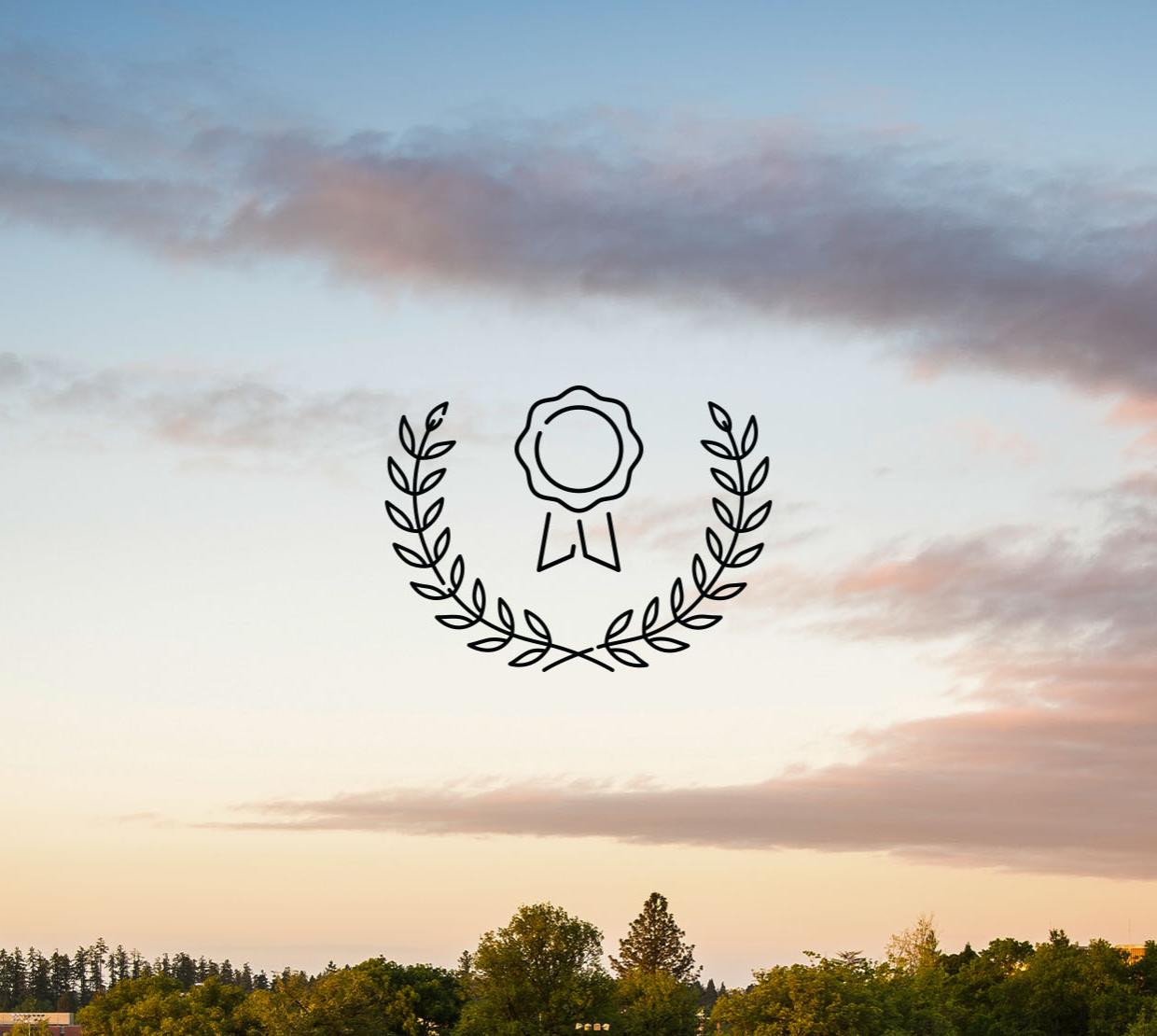 Sunset sky with laurel overlay