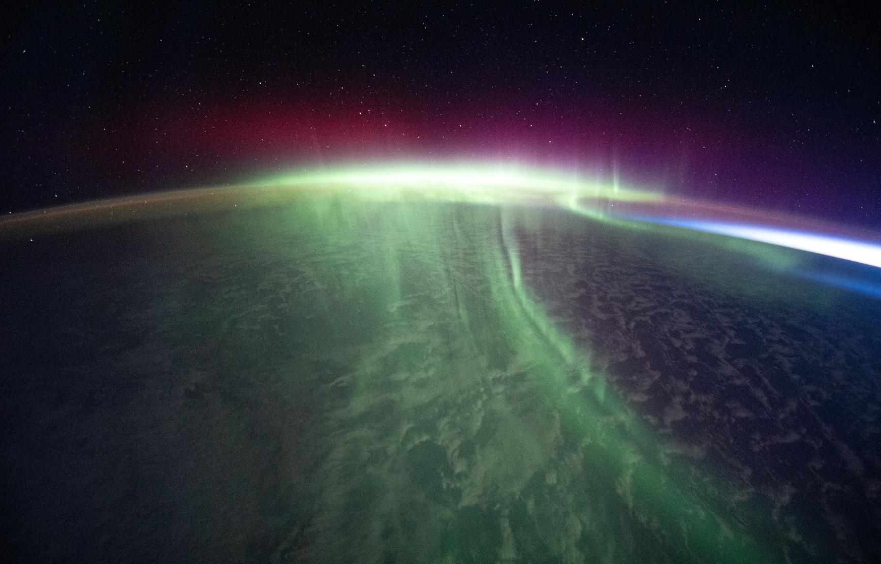 The horizon line of a planet.