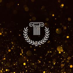 A pillar graphic with golden confetti in the background.