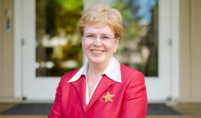 Jane Lubchenco sitting outdoors