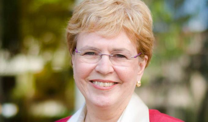 Jane Lubchenco sitting outdoors