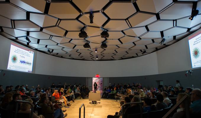 Lecture in round LINC classroom