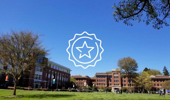 star icon above image of Memorial Union
