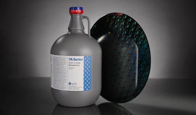 A jug of Inpria's inorganic photoresist material.