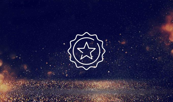 A star on a black background