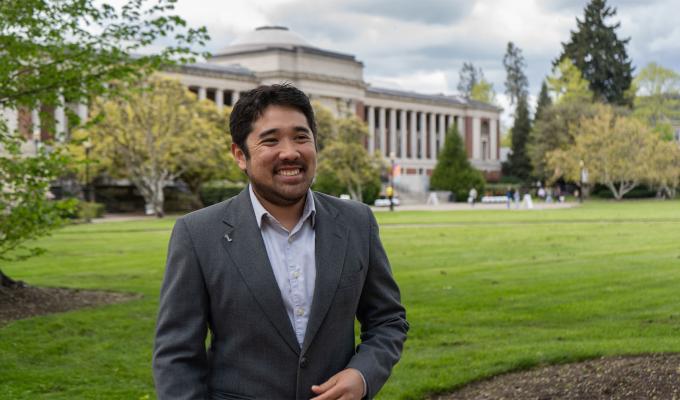 Kameron Kadooka portrait in front of OSU Memorial Union