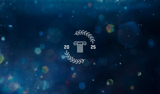 A blue background with the year 2025