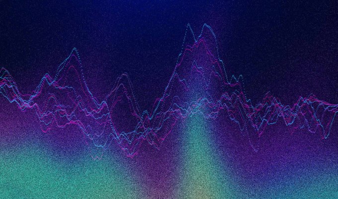 Colorful waves move across the screen in greens and purples, illustrating thinking patterns