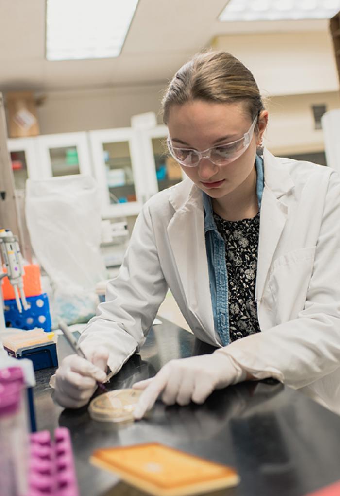 Delaney Smith working in botany lab