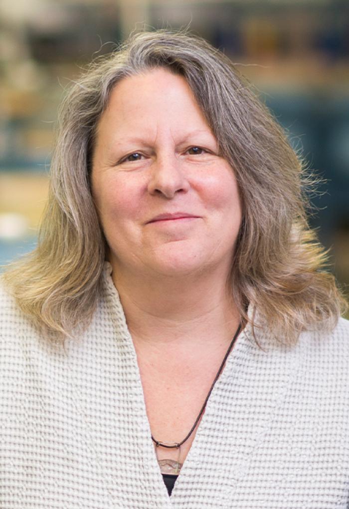 Jerri Bartholomew in the Aquatic Animal Health Lab