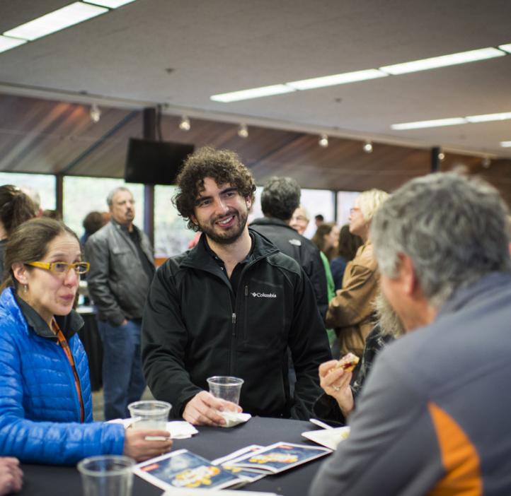 colleagues chatting over table