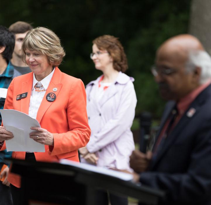 Sastry Pantula and colleagues speaking on stage