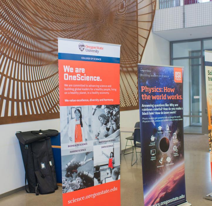 College of Science marketing posters in lobby