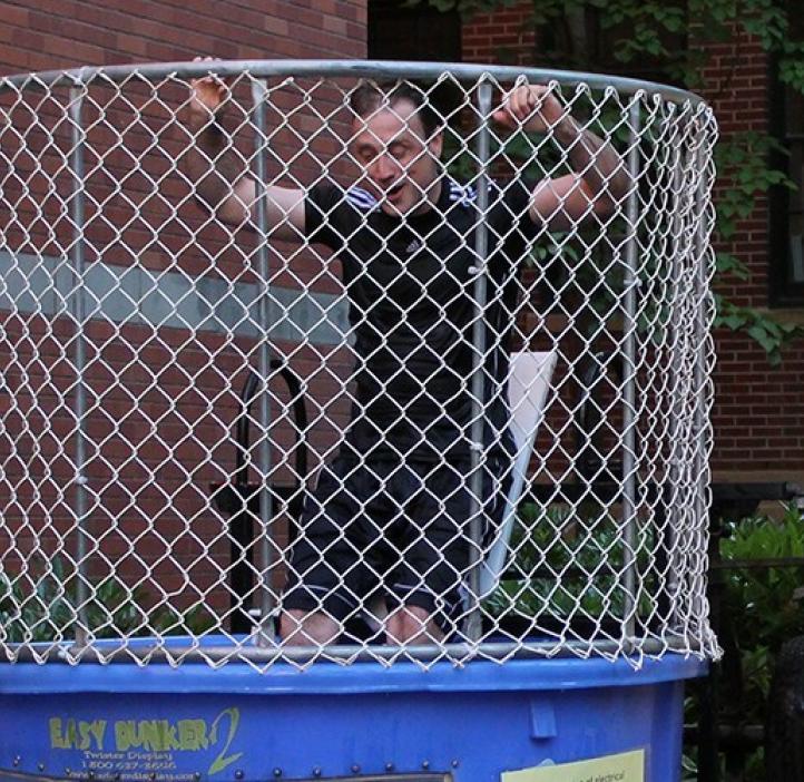 Chemistry’s Jeffrey Walker in the dunk tank