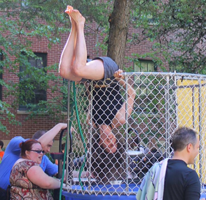 Dr. May Nyman in the dunk tank