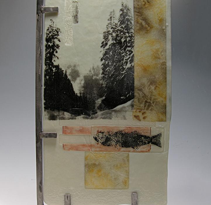 art piece depicting fish and forests