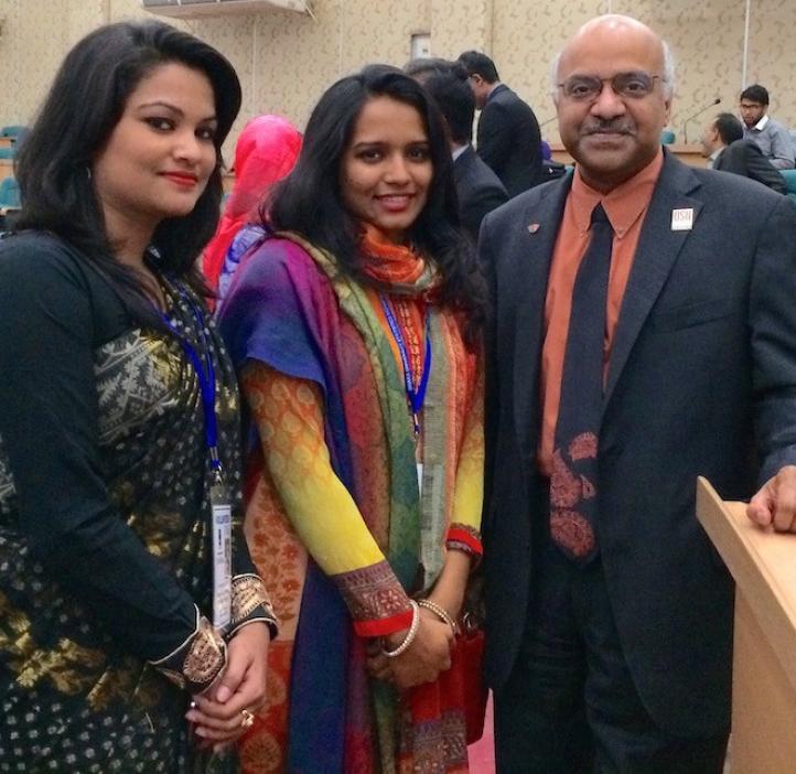 female representatives take selfie with Sastry Pantula in lobby