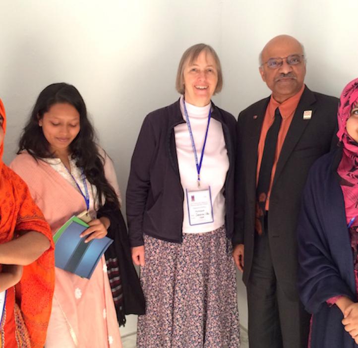 group photo of female representatives with Sastry Pantula in lobby