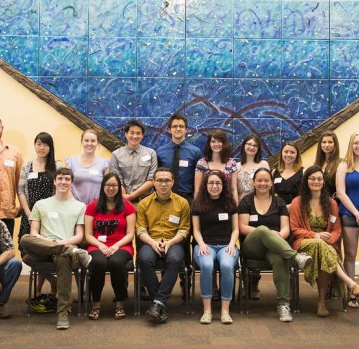 group photo of scholarship winners with faculty