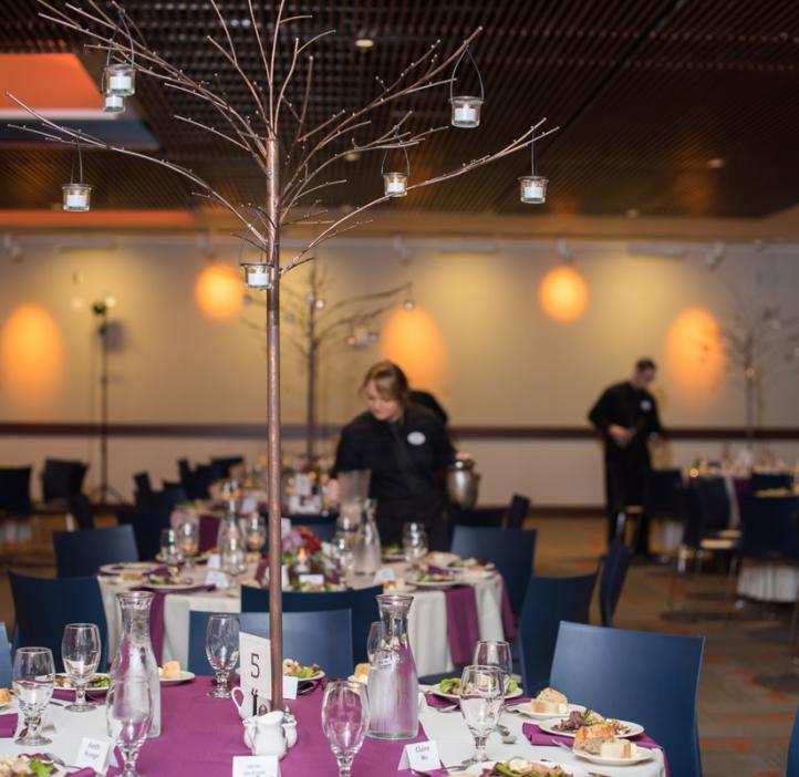 Tree centerpiece on table