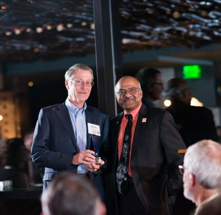 David Vernier, receiving Distinguished Alumni Award from Sastry Pantula