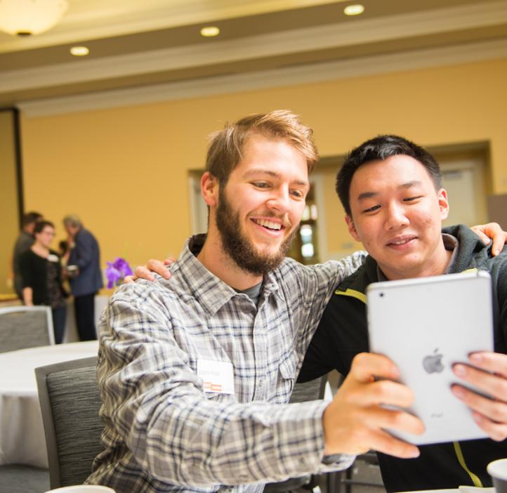 Justin Frost and Tony Duong take a selfie for the OSU Science instagram