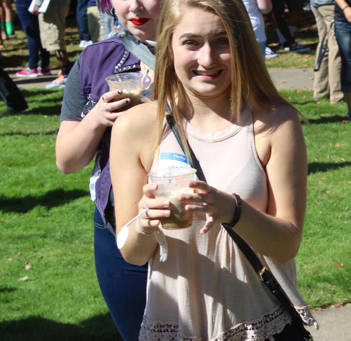 female students enjoying root beer floats