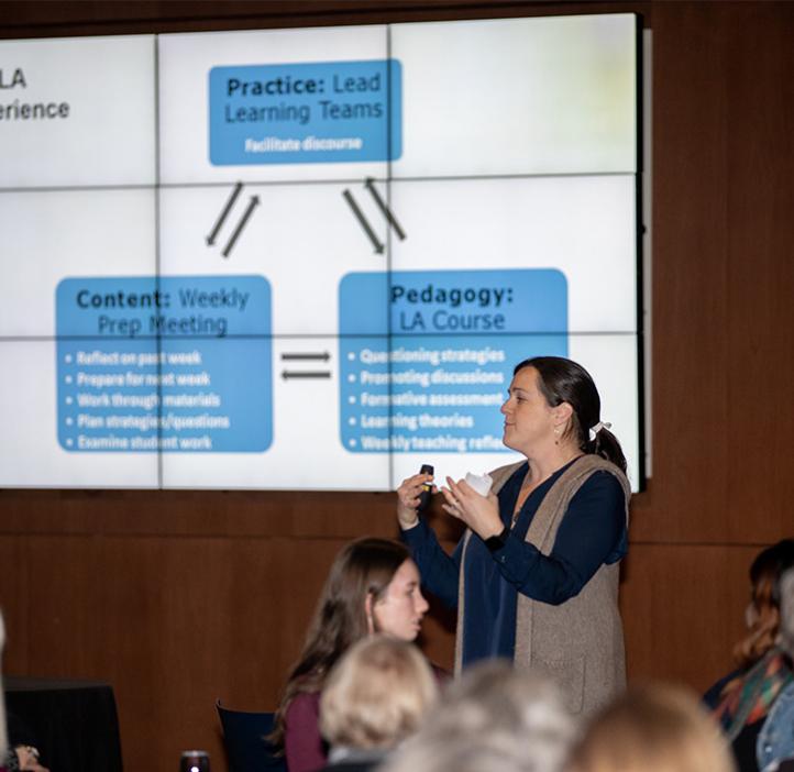 Devon Quick presents on the Learning Assistants program