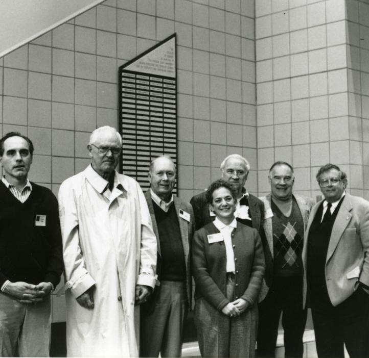 Fred Horne escorts a group on campus in the 80s-90s