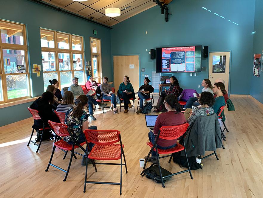 Women in Science OSU members sitting in group circle.