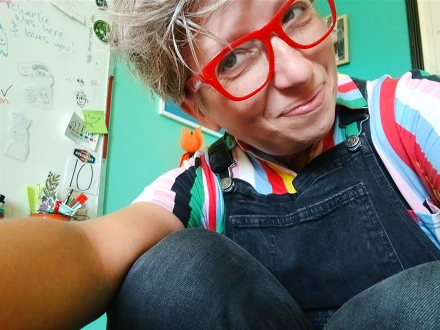 A playful selfie by Gabs James in their office